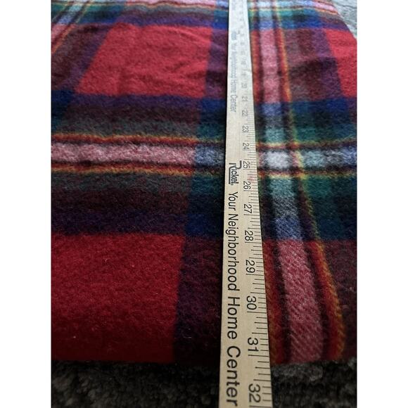 Reine Schurwolle Wool Blanket Throw Red Blue Green Plaid Fringe Vintage 62x48” - Picture 9 of 16